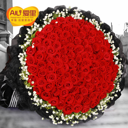 99朵紅玫瑰花束鮮花速遞北京生日上海廣州深圳成都杭州西安同城送